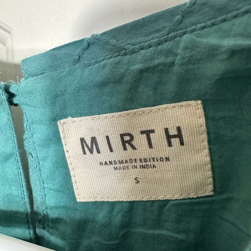 NWT MIRTH Field Top & Shorts Set Womens Small Teal Stitch Cotton Handmade Boho - Picture 5 of 11
